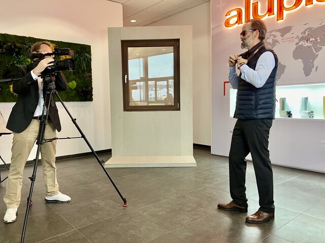 Reinhold Kober und Patrick Seitz beim Videodreh für die Messe (v.l.).